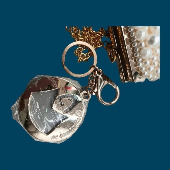 My gift faux pearl evening clutch shoulder bag beige - Picture 6 of 12